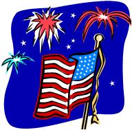 Flag and fireworks